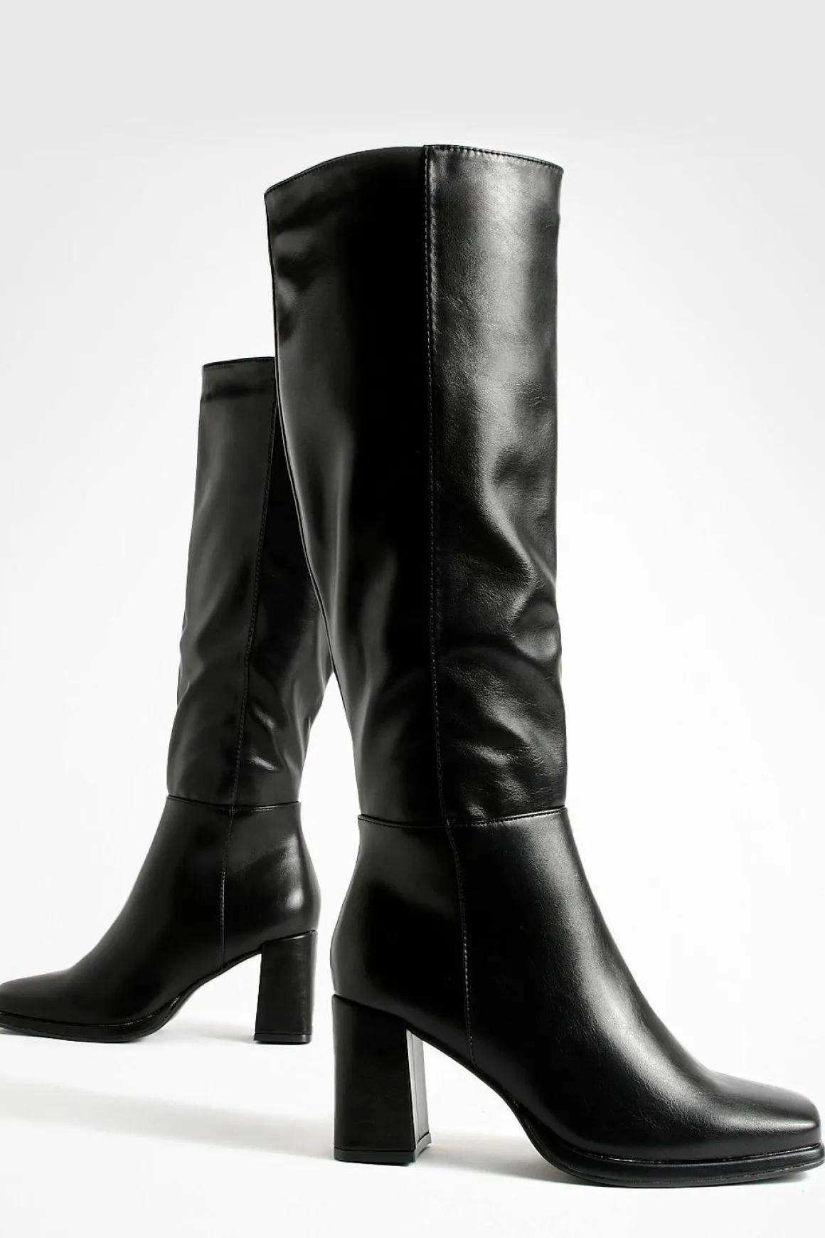 Bottes Hautes À Talon Bloc Coupe Large