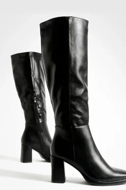 Bottes Hautes À Talon Bloc Coupe Large