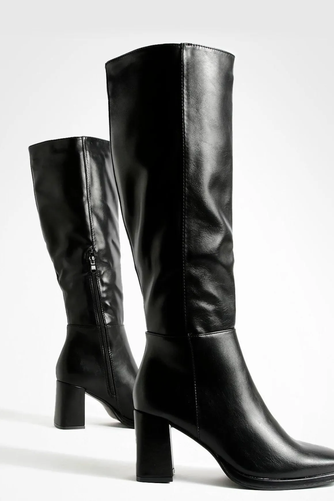 Bottes Hautes À Talon Bloc Coupe Large