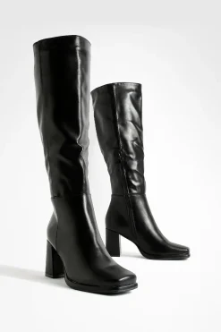 Bottes Hautes À Talon Bloc Coupe Large