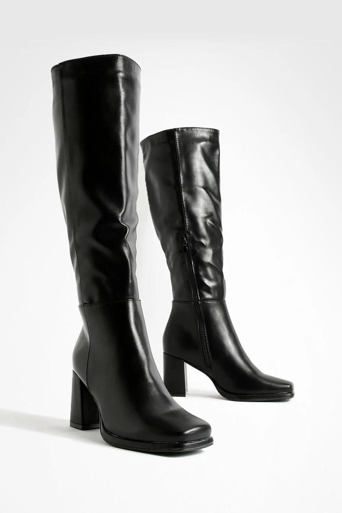Bottes Hautes À Talon Bloc Coupe Large