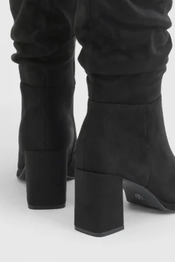 Bottes Hautes À Talon Bloc En Synthétique Coupe Large