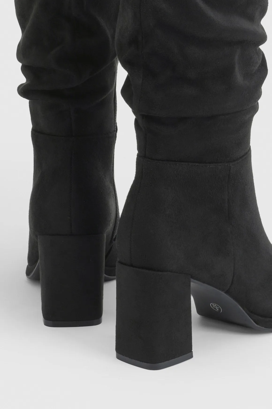 Bottes Hautes À Talon Bloc En Synthétique Coupe Large