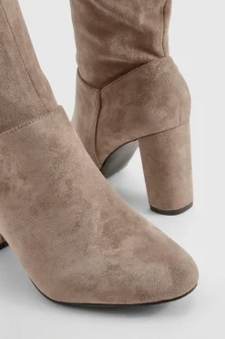 boohoo Bottes Hautes À Talon Bloc En Synthétique Coupe Large< Bottes|Bottes En Daim