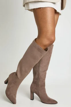 Bottes Hautes À Talon Bloc En Synthétique Coupe Large