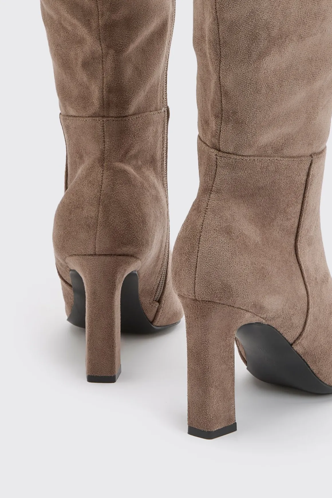 Bottes Hautes À Talon Bloc En Synthétique Coupe Large