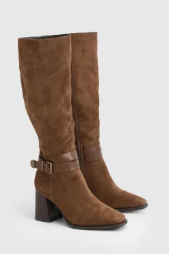 Bottes Hautes À Talon Bloc En Synthétique Avec Détail Boucle