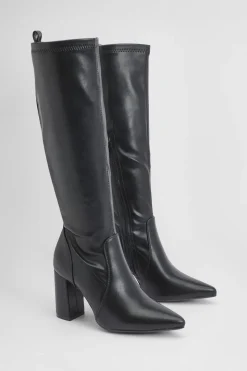 Bottes Hautes À Talon Bloc Et Bout Pointu