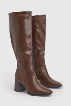 Bottes Hautes À Talon Bloc Et Bout Rond