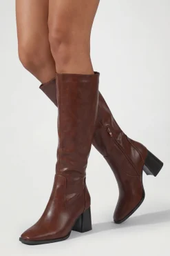 Bottes Hautes À Talon Bloc Et Bout Rond