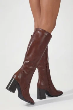 Bottes Hautes À Talon Bloc Et Bout Rond