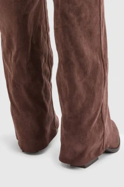 boohoo Bottes Hautes À Talon Bloc Large Avec Revers Rabattable< Bottes|Bottes Hautes