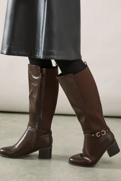 Bottes Hautes à Talon Bloc Moyen en synthétique Extensible Coupe Large Hills