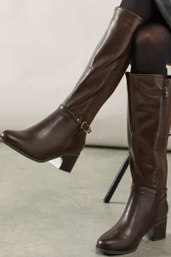 Bottes Hautes à Talon Bloc Moyen en synthétique Extensible Coupe Large Hills