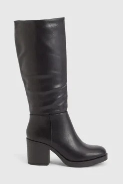 boohoo Bottes Hautes à Talon Bloc Épais< Bottes|Bottes Hautes