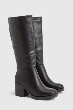 boohoo Bottes Hautes à Talon Bloc Épais< Bottes|Bottes Hautes