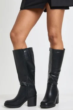 boohoo Bottes Hautes à Talon Bloc Épais< Bottes|Bottes Hautes