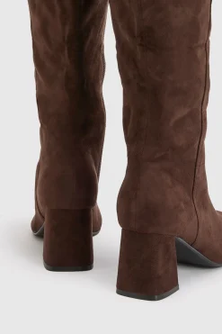 boohoo Bottes Hautes À Talon Bloc Évasé Coupe Large< Bottes|Bottes Hautes