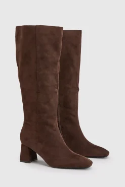 boohoo Bottes Hautes À Talon Bloc Évasé Coupe Large< Bottes|Bottes Hautes