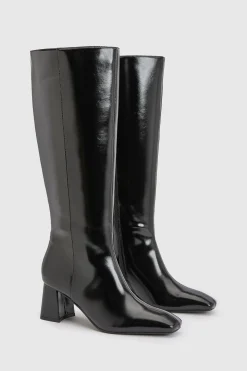 Bottes Hautes À Talon Bloc Évasé Coupe Large