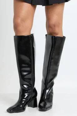 Bottes Hautes À Talon Bloc Évasé Coupe Large