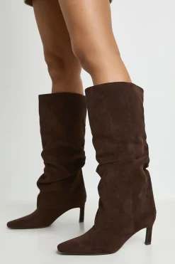 Bottes Hautes À Talon Chaton Effet Slouchy