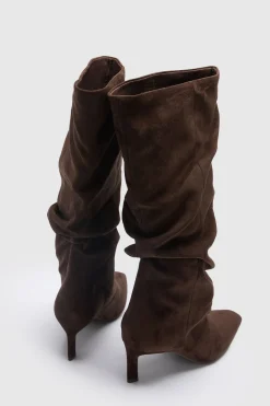 Bottes Hautes À Talon Chaton Effet Slouchy