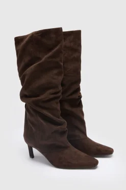 Bottes Hautes À Talon Chaton Effet Slouchy