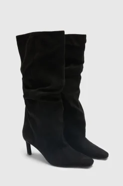 Bottes Hautes À Talon Chaton Effet Slouchy