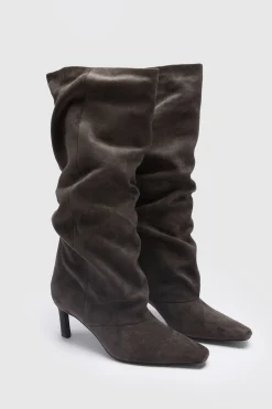Bottes Hautes À Talon Chaton Effet Slouchy