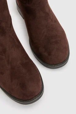 Bottes Hautes À Talon Plat En Synthétique Avec Détail De Quincaillerie