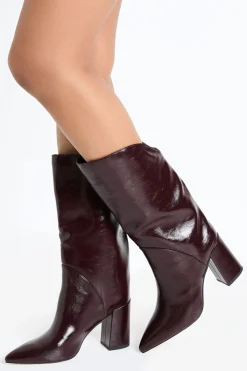 boohoo Bottes hautes à talons blocs à genou incurvé< Bottes|Bottes Hautes