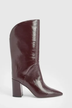 boohoo Bottes hautes à talons blocs à genou incurvé< Bottes|Bottes Hautes