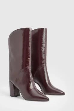 boohoo Bottes hautes à talons blocs à genou incurvé< Bottes|Bottes Hautes