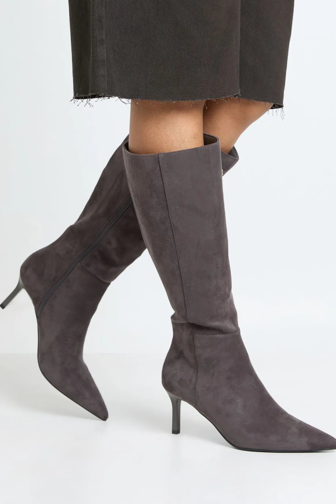 Bottes Hautes À Talon Stiletto Mi-hauteur