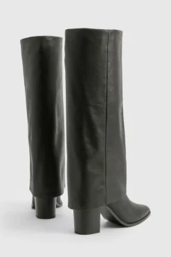 Bottes hautes texturées à talon - Pointure large
