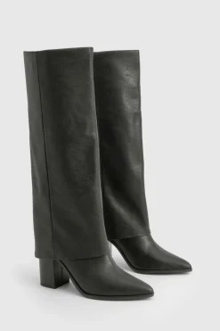 Bottes hautes texturées à talon - Pointure large