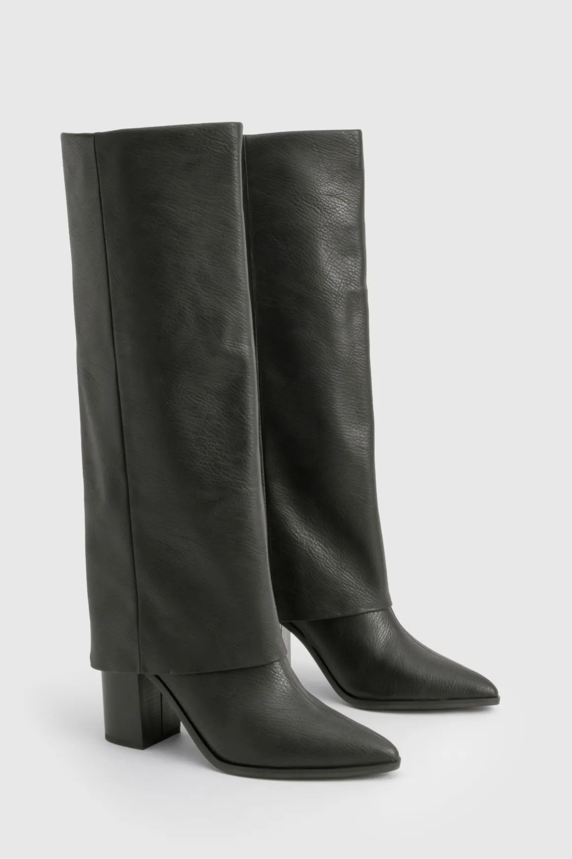 Bottes hautes texturées à talon - Pointure large