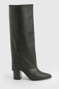 Bottes hautes texturées à talon - Pointure large