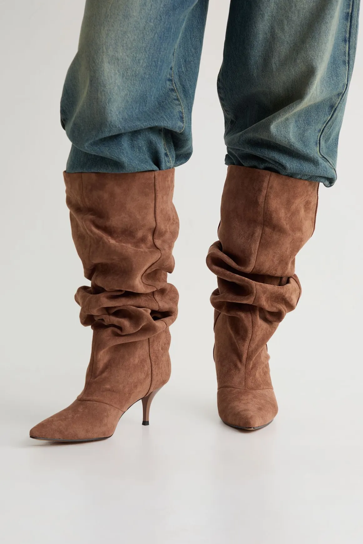 Bottes Hautes À Tige Souple Effet Plissé