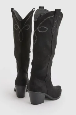 boohoo Bottes Hautes Western En Synthétique Avec Détail Patte Au Genou< Bottes|Bottes En Daim