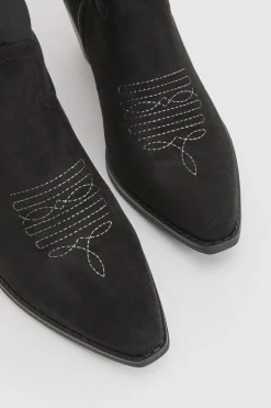 boohoo Bottes Hautes Western En Synthétique Avec Détail Patte Au Genou< Bottes|Bottes En Daim