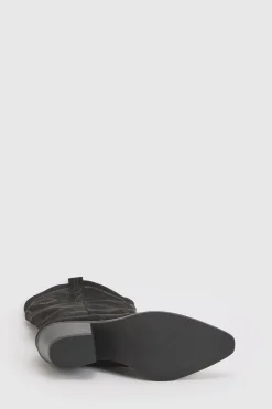 boohoo Bottes Hautes Western En Synthétique Avec Détail Patte Au Genou< Bottes|Bottes En Daim