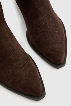 Bottes Hautes Western En Synthétique Avec Détails Contrastés