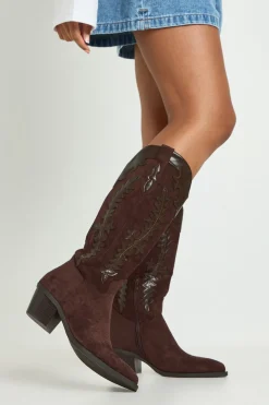 Bottes Hautes Western En Synthétique Avec Détails Contrastés