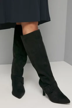 Wallis Bottes Hazel Coupe Large en synthétique avec Boucle Recouverte et Talon Aiguille Montant au Genou< Bottes|Bottes En Daim
