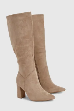 Bottes jusqu'aux genoux à coupe large en synthétique