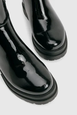 boohoo Bottes jusqu'aux genoux à onglet froissé pour pieds larges< Bottes|Bottes Hautes