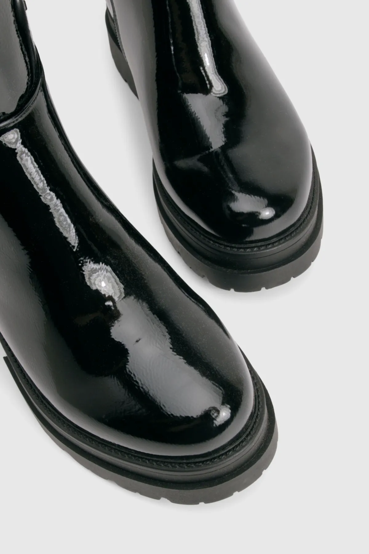boohoo Bottes jusqu'aux genoux à onglet froissé pour pieds larges< Bottes|Bottes Hautes