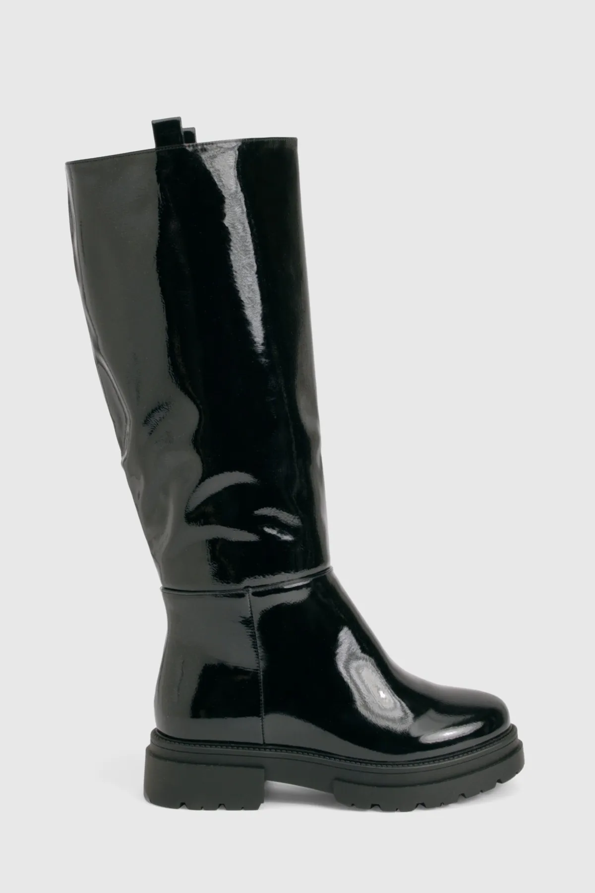 boohoo Bottes jusqu'aux genoux à onglet froissé pour pieds larges< Bottes|Bottes Hautes